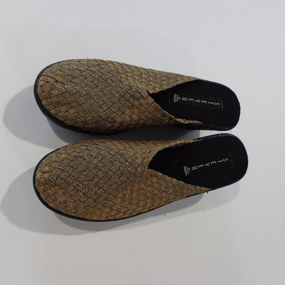 Steven by Steve Madden Women's Bronze Gold Glitter-metallic Woven Wedge  Sz‎ 8.5
